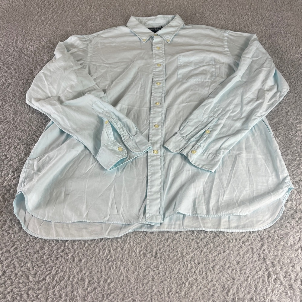 Ralph Lauren Mens XXL Custom Fit Button Down Shirt Light Blue Cotton Long Sleeve